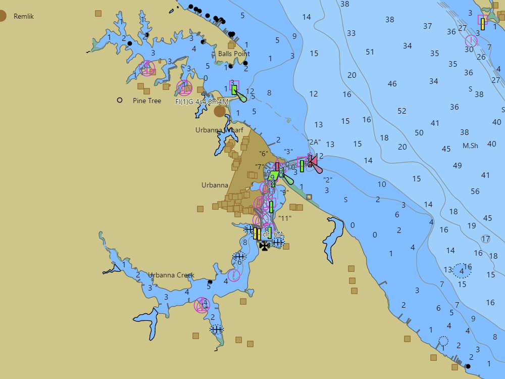NOAA nautical chart of Urbanna — water depths in feet, buoys and hazards